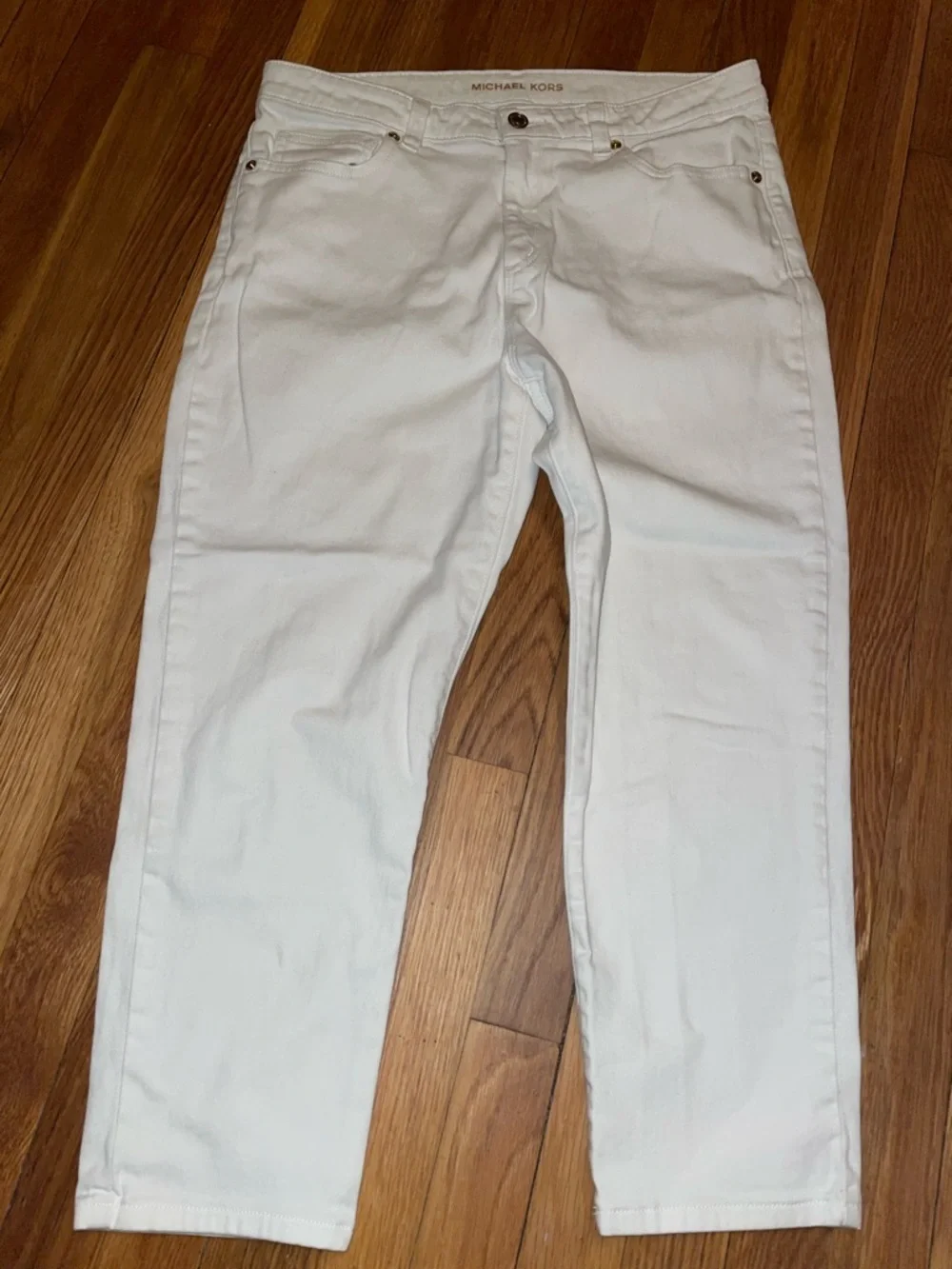 Michael Kors White Izzy Cropped Skinny Jeans.  Size 12